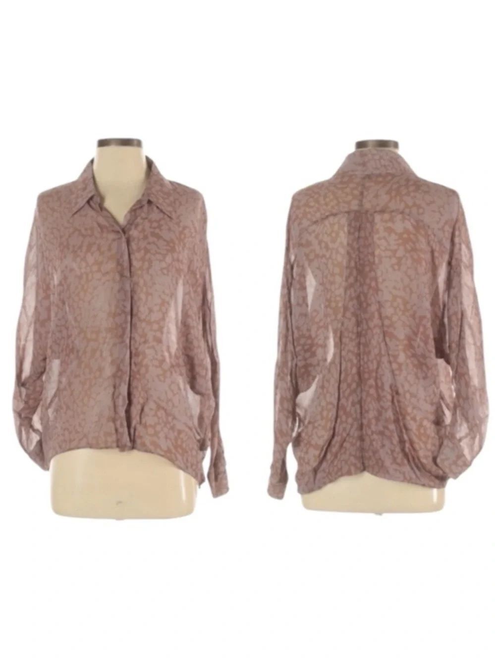RORY BECA Animal Print Drape Layered Blouse S